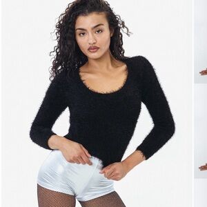 Los Angeles Apparel Black Fuzzy Top